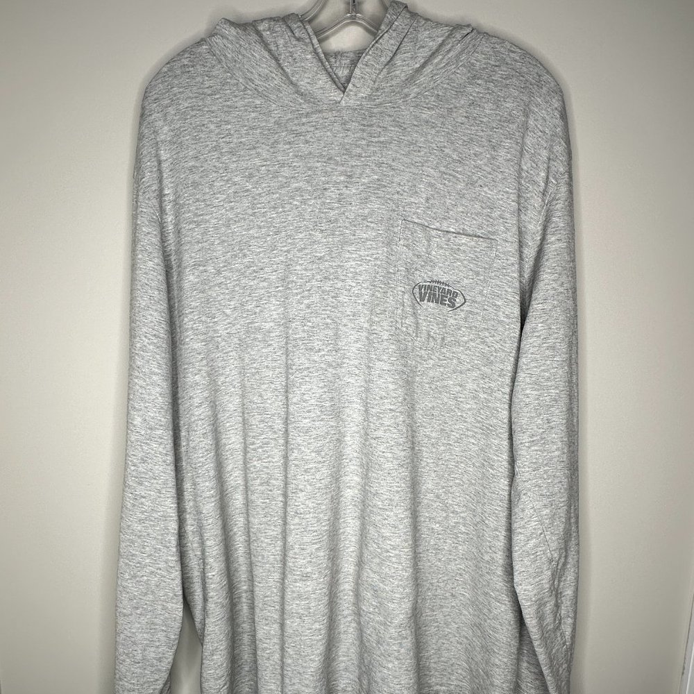 Vineyard Vines Men's Size XL Light Grey Football Laces Long-Sleeve Hoodie Pocket